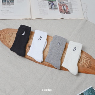 NIKE EVERYDAY CREW SOCKS 米白 黑 灰 白 襪中襪 襪子刺繡 長襪 兩雙一組【FB5709】