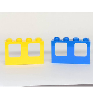<樂高人偶小舖>正版LEGO 零件C4 飛機窗框 1X4X2 火車窗戶 黃 藍 不含玻璃 61345 裝飾 建築