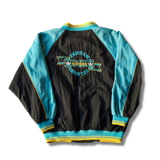 古著 Adidas 80s Endurance Guarantee 藍黑拼色刺繡鋪棉棒球外套 XXL 🐓布吉公雞🐓