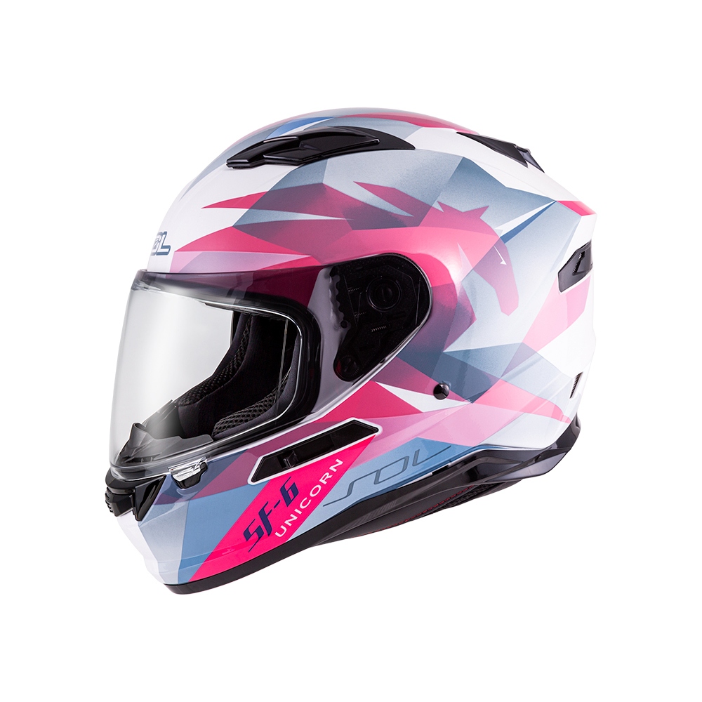 【SOL Helmets】SF-6全罩式安全帽 (獨角獸_白/粉) ｜ SOL安全帽官方商城