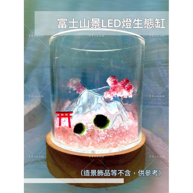富士山景LED燈生態缸 LED燈魚缸 藻球缸魚缸 水培 綠植 魚缸 富士山 生態缸  藻球缸 綠藻球 文青商品 水族造景