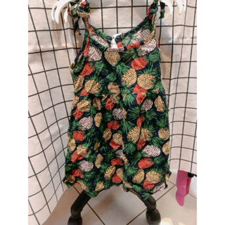 [二手］女童洋裝 綁帶洋裝 鳳梨 兩件組 尺碼100