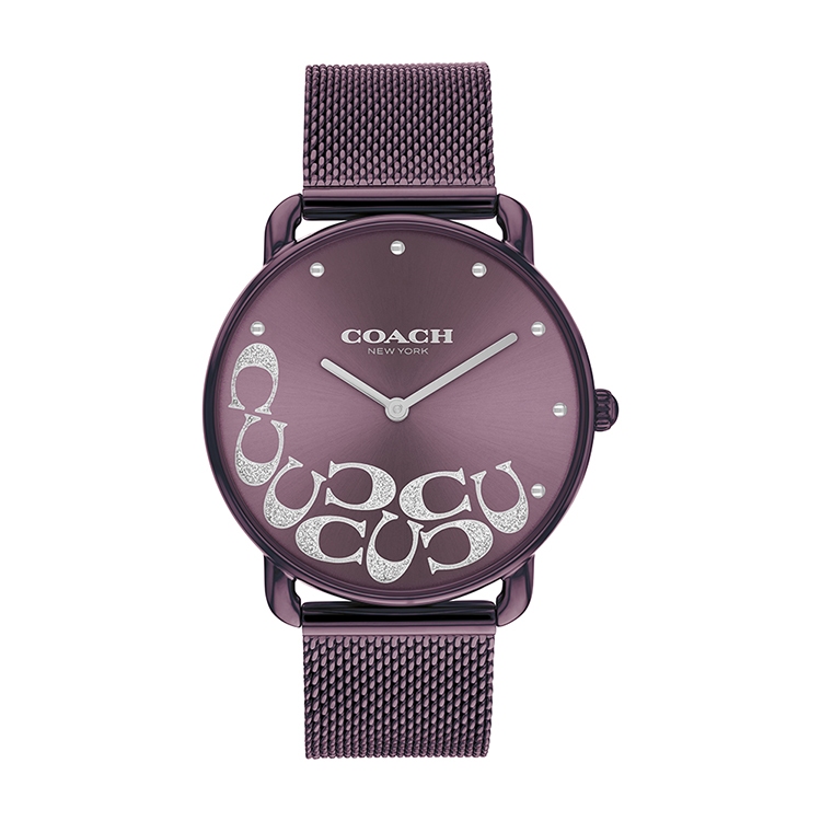 COACH |  晶鑽C字 紫色 米蘭錶帶 女錶 14504339