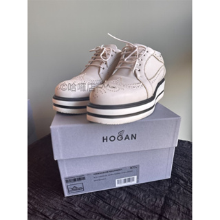 Hogan 英倫牛津百搭內增高氣質鞋 白色牛皮37.5碼 9成新