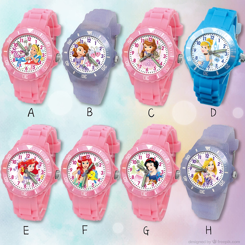 【迪士尼】公主系列繽紛兒童錶 8款任選 正版授權 轉圈趣味兒童手錶 學習時間
