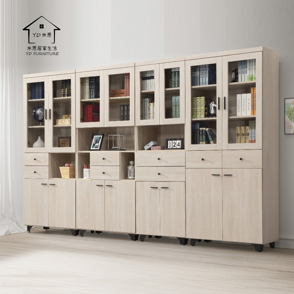 桃樂絲白橡木色2尺書櫃 2.7尺書櫃 抽屜書櫃 白橡木色書櫥 YD米恩居家生活