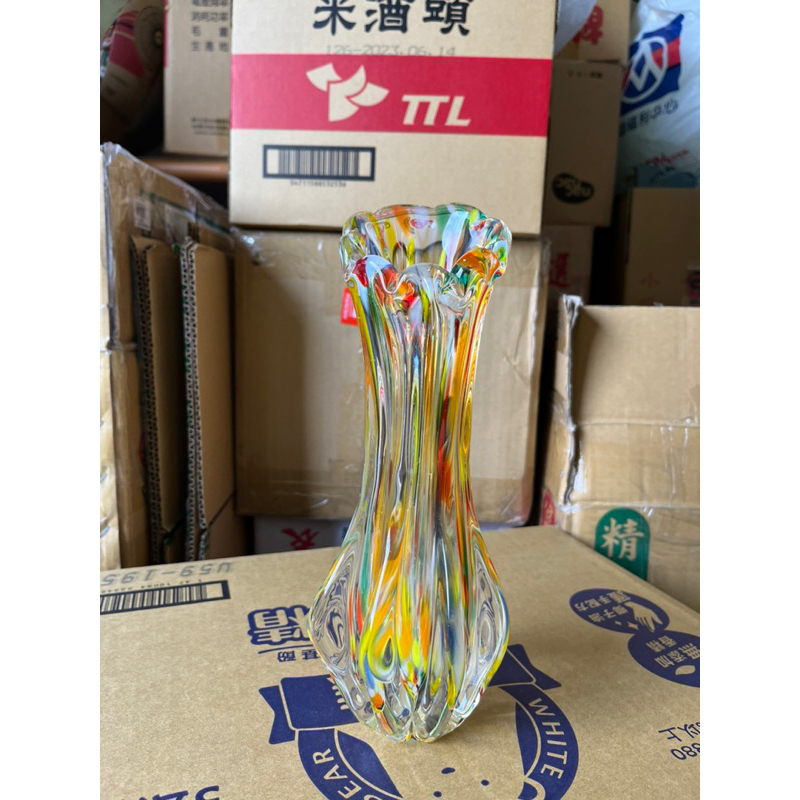 二手 早期厚實玻璃花瓶 高約：26cm