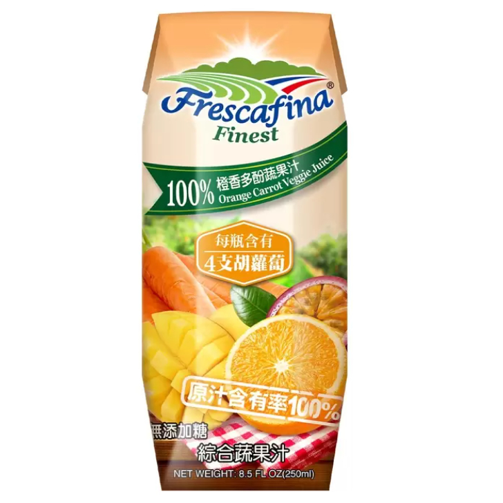 COSTCO代購 好市多 嘉紛娜 100% 橙香多酚蔬果汁 250毫升 綜合蔬果汁 蔬果汁 芒果 胡蘿蔔 百香果 柳橙