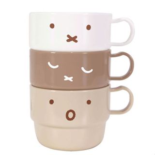 日本~MIFFY 米菲 疊疊杯 兒童學習杯 奶茶系(3件組)