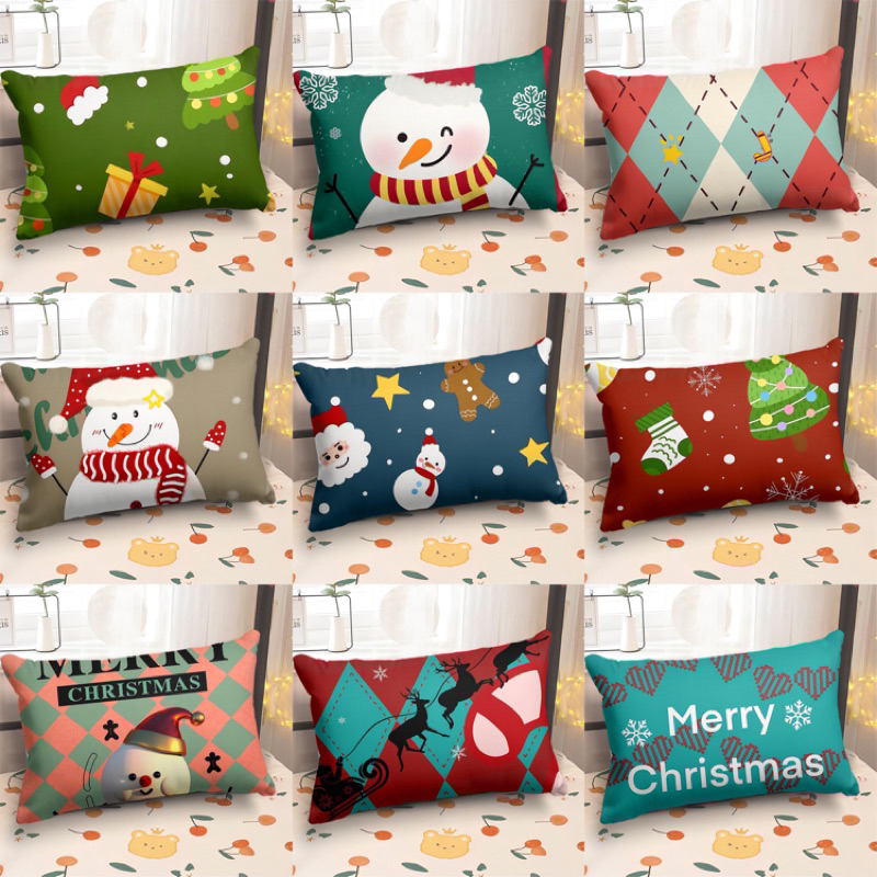 可愛聖誕枕頭套 居家沙發裝飾枕頭宿舍枕頭套送女生禮物 不含枕芯 來圖訂製30x50 40x60 50x70