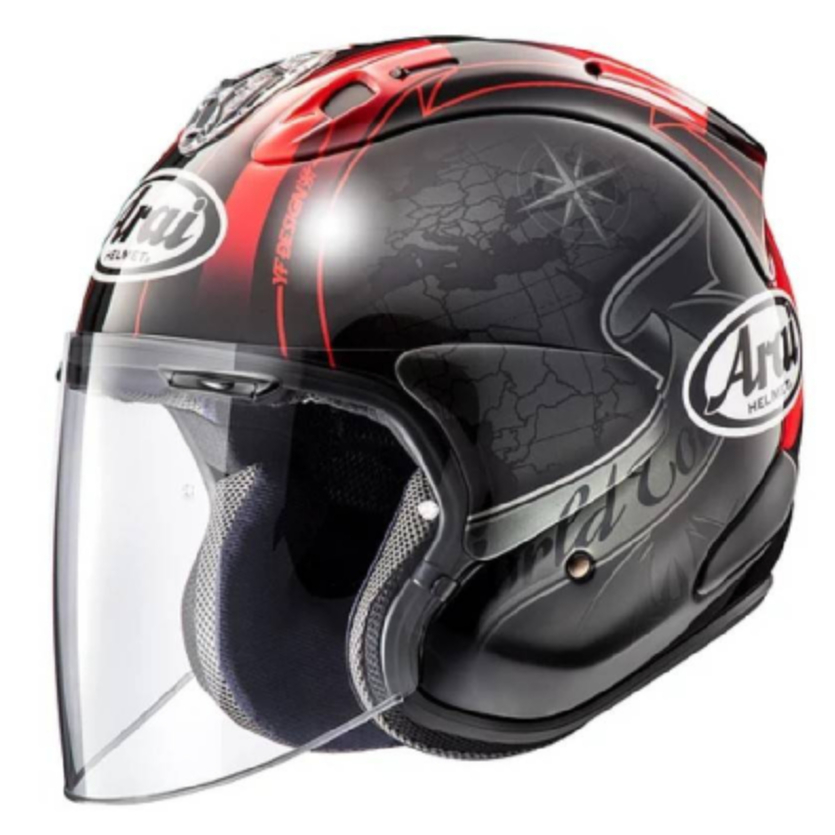 【威盛重車人身部品】 ARAI VZ-RAM  HARADA TOUR BLACK 紅地圖 彩繪 3/4 半罩 安全帽