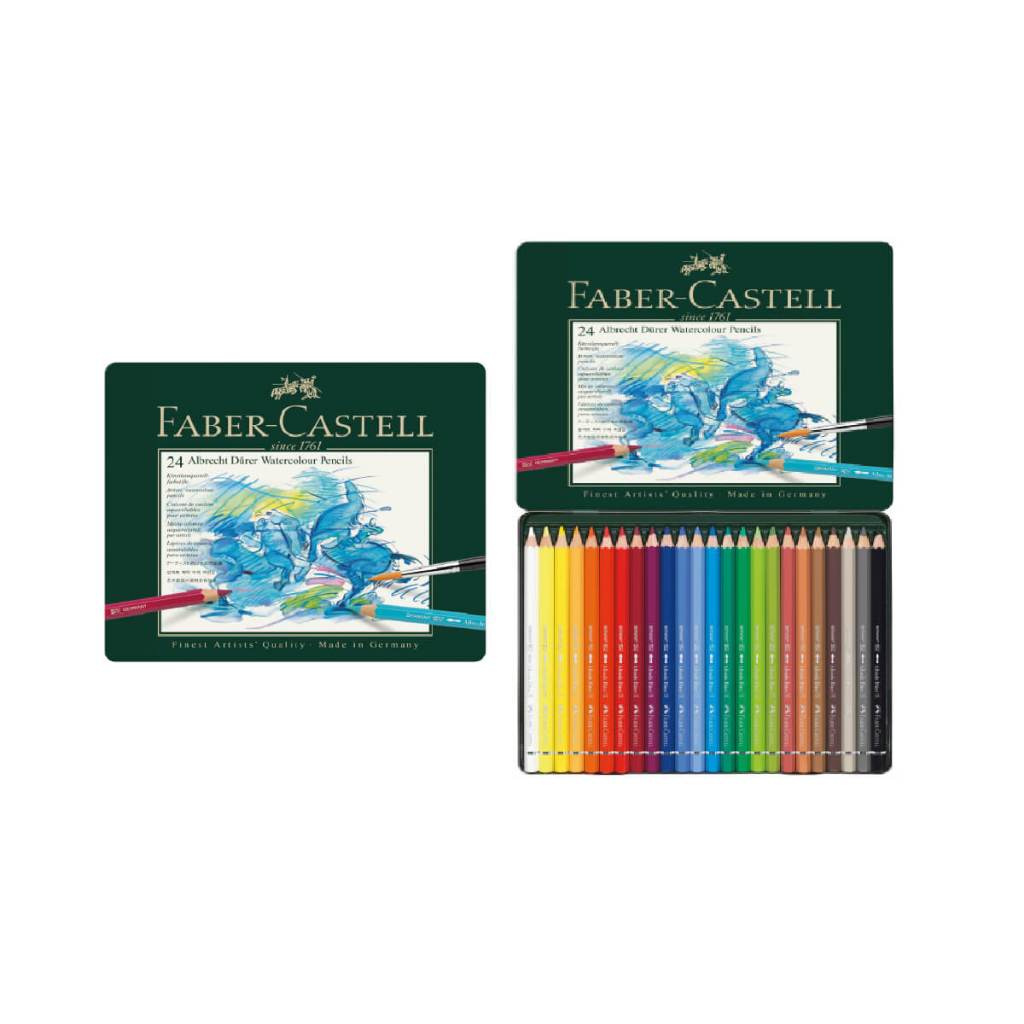 【時代中西畫材】德國 Faber-Castell 輝柏 綠色藝術家級 水性色鉛筆 24/36/60色 / 鐵盒裝