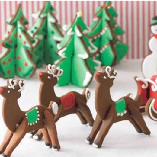 【芳焙】8件組3D聖誕節立體餅乾模 聖誕餅乾模 聖誕樹 麋鹿 雪橇 薑餅人 雪人 餅乾模具 不鏽鋼餅乾模