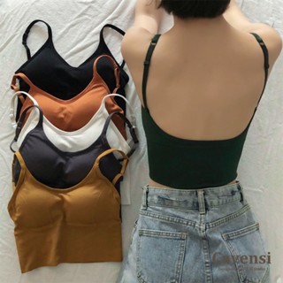 【Cavensi】Bra top 臺灣出貨❤️80kg可穿 細帶彈力 帶胸墊內衣 螺紋背心 大尺碼小可愛 背心 A65