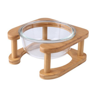 平架玻璃寵物碗 單碗 雙碗 玻璃碗 保護頸椎 寵物碗 寵物餐具 - 艾爾發寵物 Alphapetstw
