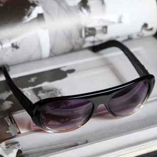 Vintage Black Flys Leather Sunglasses - Black