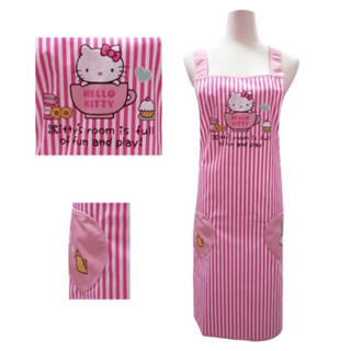 當天出貨全新現貨♥ Hello Kitty 圍裙 工作服 清潔衣 工作衣/廚房圍裙粉色條紋下午茶