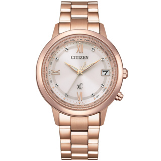 CITIZEN星辰 xC系列 光動能 鈦金屬電波腕錶 CB1132-51W 玫瑰金 36mm