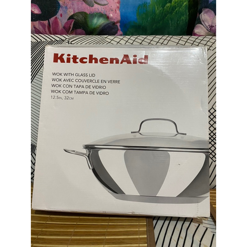 見和美國KitchenSid32公分不鏽鋼平底炒鍋（含蓋子）