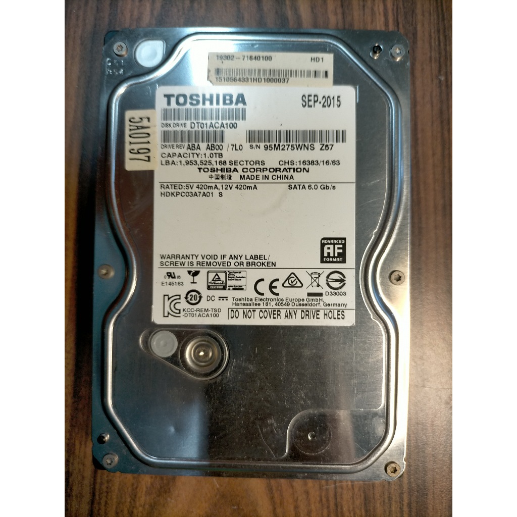H.硬碟SATA3-TOSHIBA DT01ACA100 1TB 7200RPM/32MB 1000GB 直購價170