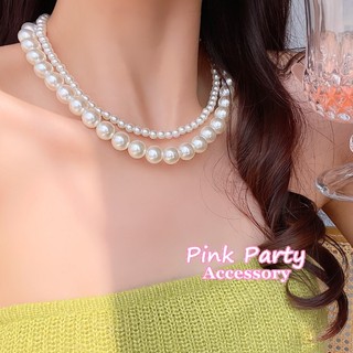 【項鍊】時尚簡單 復古宮廷風雙層珍珠項鍊 鎖骨鍊 頸鍊 短項鍊 PinkParty❤韓系飾品 新娘秘書 新娘飾品