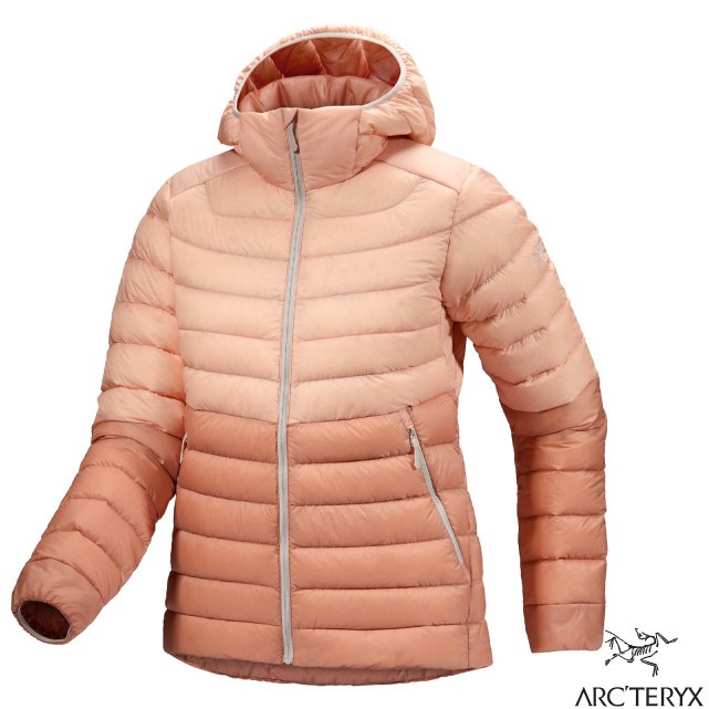 【ARCTERYX 始祖鳥】女 款防潑水保暖連帽羽絨外套 Cerium 夾克 大衣 雪衣_榛果粉_X000007162