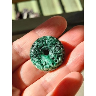 【龍翡翠】花青濃綠【平安扣11】平安玉扣/緬甸玉翡翠<A貨>玉石