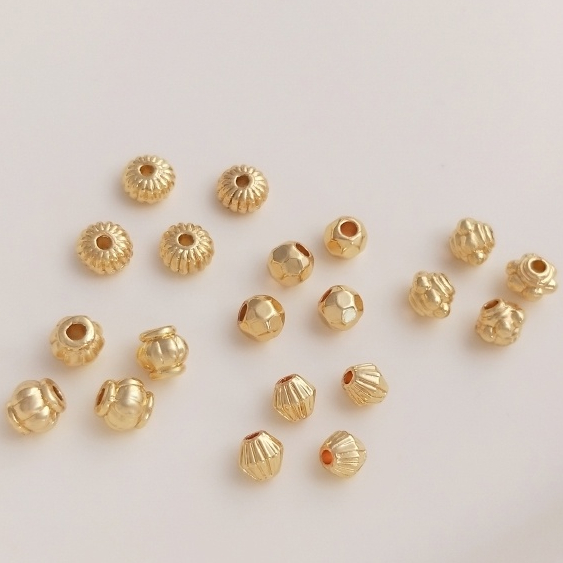 宏雲Hongyun-Ala--14K鍍金保色切面珠南瓜珠燈籠珠菱形隔珠diy手鏈散珠飾品配珠材料