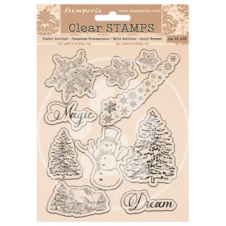 『牧莎記事』Stamperia 水晶印章 透明印章 雪人聖誕節Snowflakes and tree-SR-WTK162