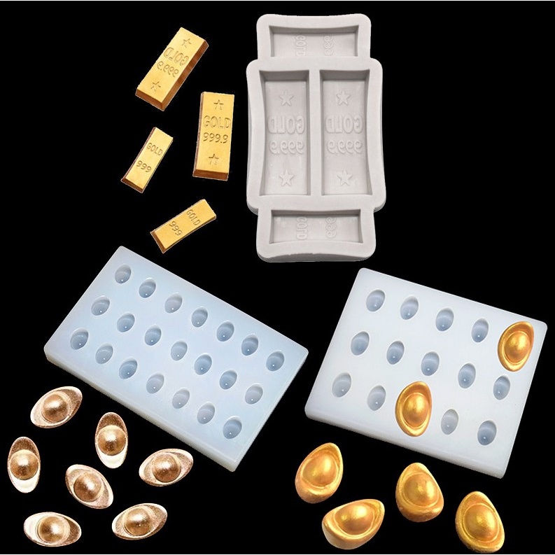 中式金條Gold bars元寶翻糖矽膠模具/999黃金液態3D矽膠模/DIY巧克力矽膠模/烘焙裝飾模具