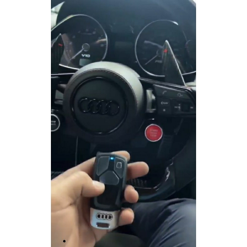 奧迪R8插鑰匙改裝一鍵啟動＋奧迪遠程啟動鑰匙＋免摸門自動感應上鎖解鎖＋怠速不熄火下車鎖車門