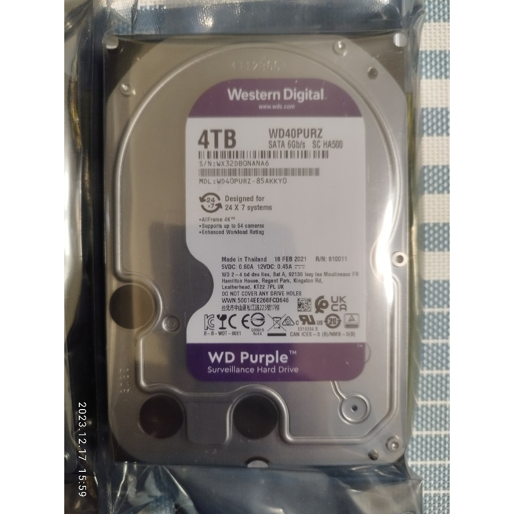 WD 3.5吋 4T 紫標  監控硬碟