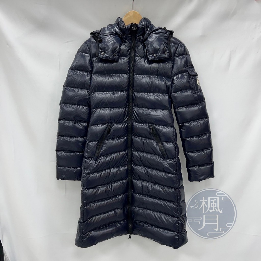 BRAND楓月 MONCLER 深藍 女版 長版 羽絨外套 #0 長袖 外套 秋冬 保暖 精品服飾