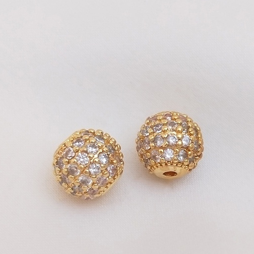 宏雲Hongyun-Ala--14K鍍金保色微鑲鋯石圓球鉆球圓珠隔珠diy手工串手鏈項鏈散珠材料