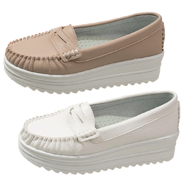 【白鳥麗子】懶人鞋 訂製款 MIT簡約素色皮革一字帶厚底包鞋