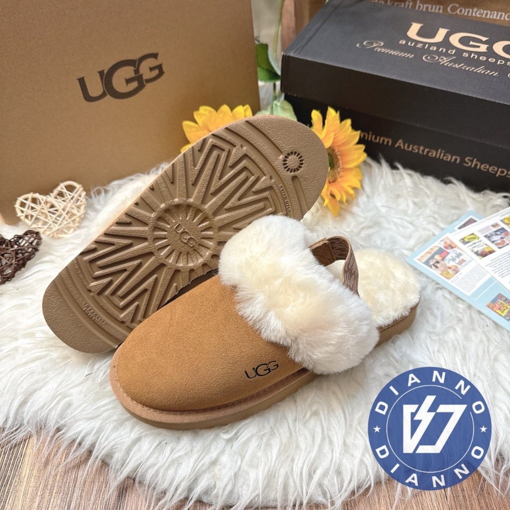 帝安諾 實體店面 UGG 澳洲品牌 束帶前包毛毛拖鞋 前包後空 厚底毛毛拖 半拖 雪靴 保暖 時尚 兩穿款 後帶可拆