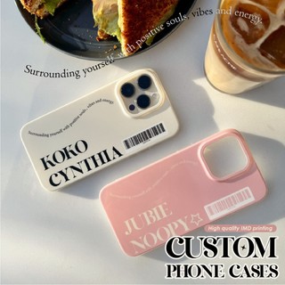Twinko💗[CA1731]❥獨家客製化-高品質IMD內印刷/時髦波浪文字奶油殼-姓名+條碼發票載具I17 16 15