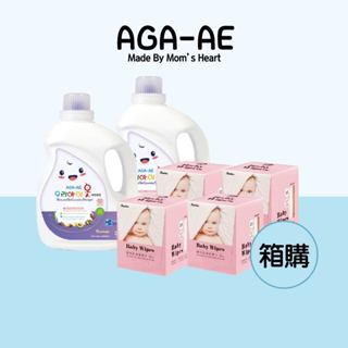 【小獅王XAGA】小獅王乾濕兩用巾(80抽/4盒)+韓國 AGA 天然抗菌洗衣精(3L/2罐)【安琪兒婦嬰百貨】