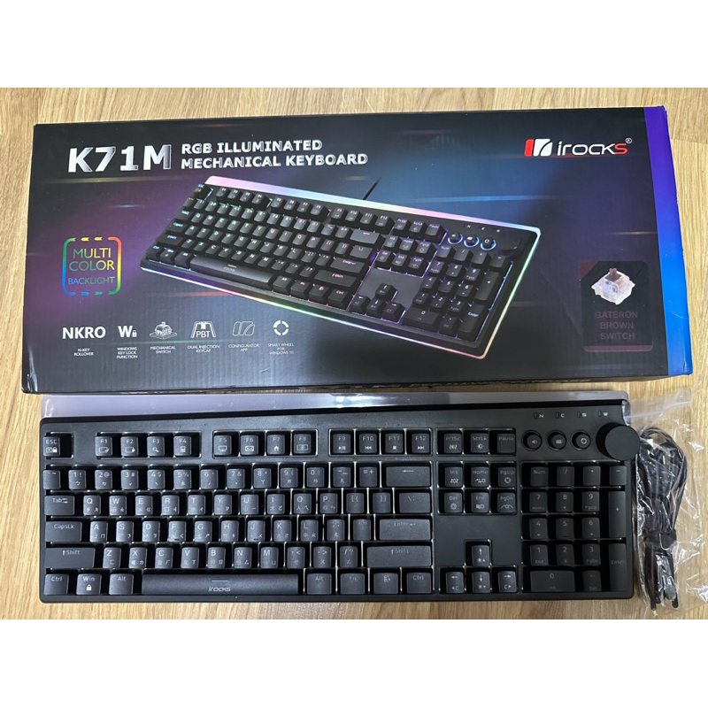 irocks K71M RGB 背光 機械式鍵盤 茶軸 二手