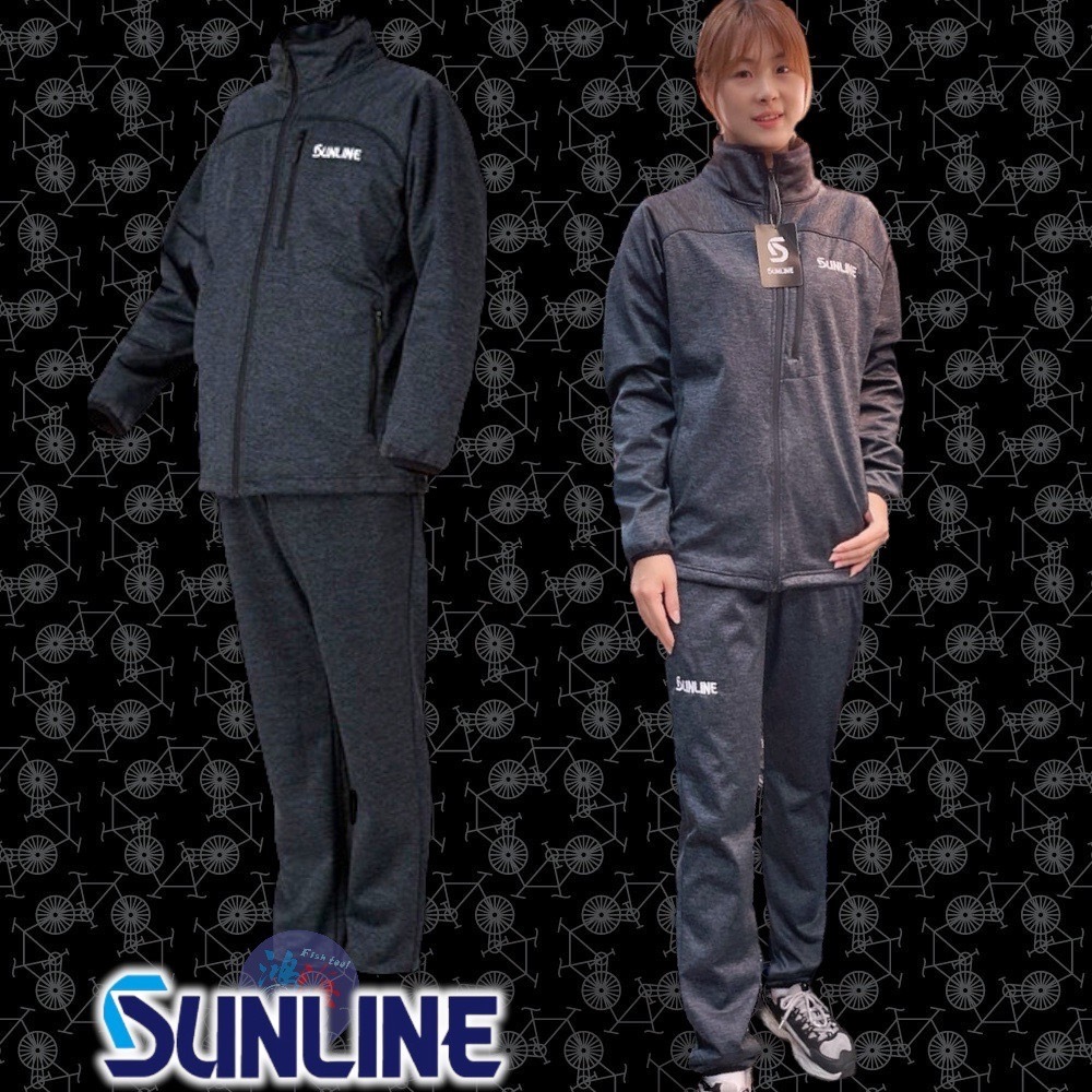 中壢鴻海釣具《SUNLINE》SUW-04506 深灰色絨毛休閒套裝