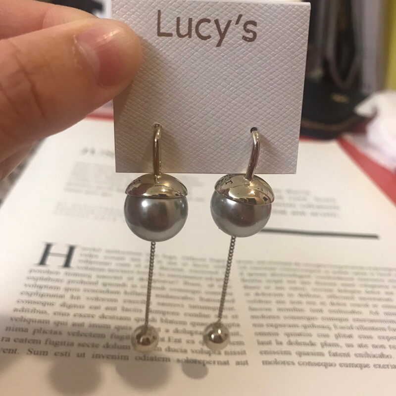 △第二件9折△ Lucy’s Dior風垂墜雙珠耳環 耳針