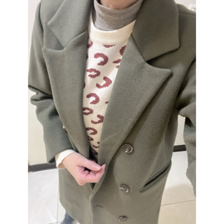 韓國 墨綠 軍綠 灰綠色長大衣外套