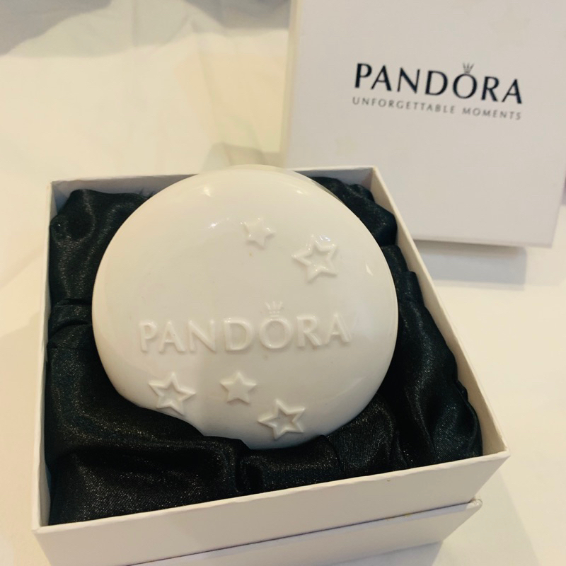 聖誕限定潘朵拉Pandora飾品盒首飾盒收納盒白色陶瓷圓形二手近新