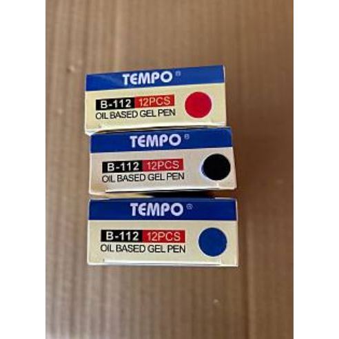 【黑麻吉】盒裝12支 節奏牌 TEMPO 中油筆 B-112 0.7mm 有藍 紅 黑 三色