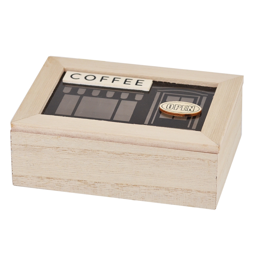 【YU Living】COFFE字樣木質掀蓋式收納盒 (原木色) [折扣碼現折]
