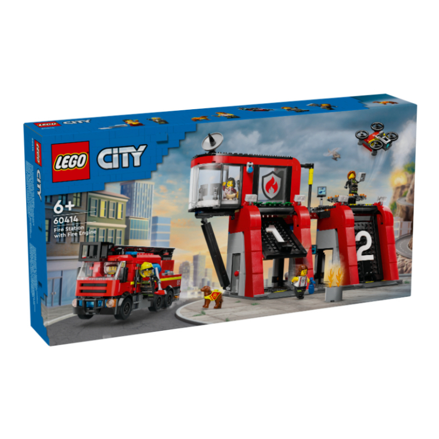 BRICK PAPA / LEGO 60414 Fire Station with Fire Truck
