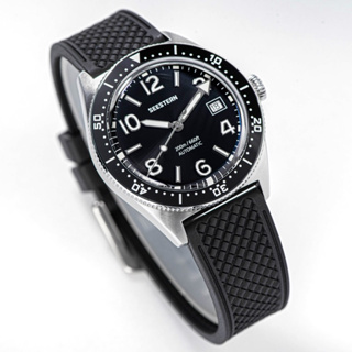 戶外休閒Sugess計時腕錶 39mm 黑色/錶盤 海鷗機芯 藍寶石水晶 陶瓷錶圈 超級夜光 橡膠錶帶 贈送帆布錶帶