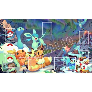 寶可夢PTCG卡墊 雪人皮卡丘 伊布 聖誕主題 牌墊 對戰墊 桌墊 桌遊墊 防塵套60X35