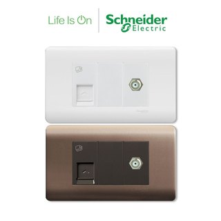 【Schneider Electric施耐德】ZENcelo系列 電視+網路插座 古銅棕/經典白