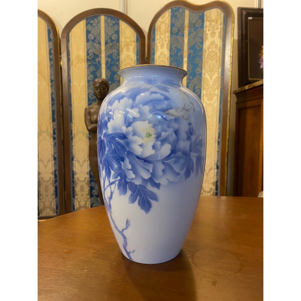 【一点會古美術】日本皇室御用款深川製花卉紋花瓶 花器 花藝 花道 藝術 古物 收藏